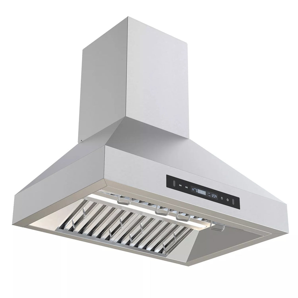 JOEAONZ Wall Mounted Range Hood 30" Kitchen Vent 900 CFM Duct Convertible Touch Control 9 Speed 120V