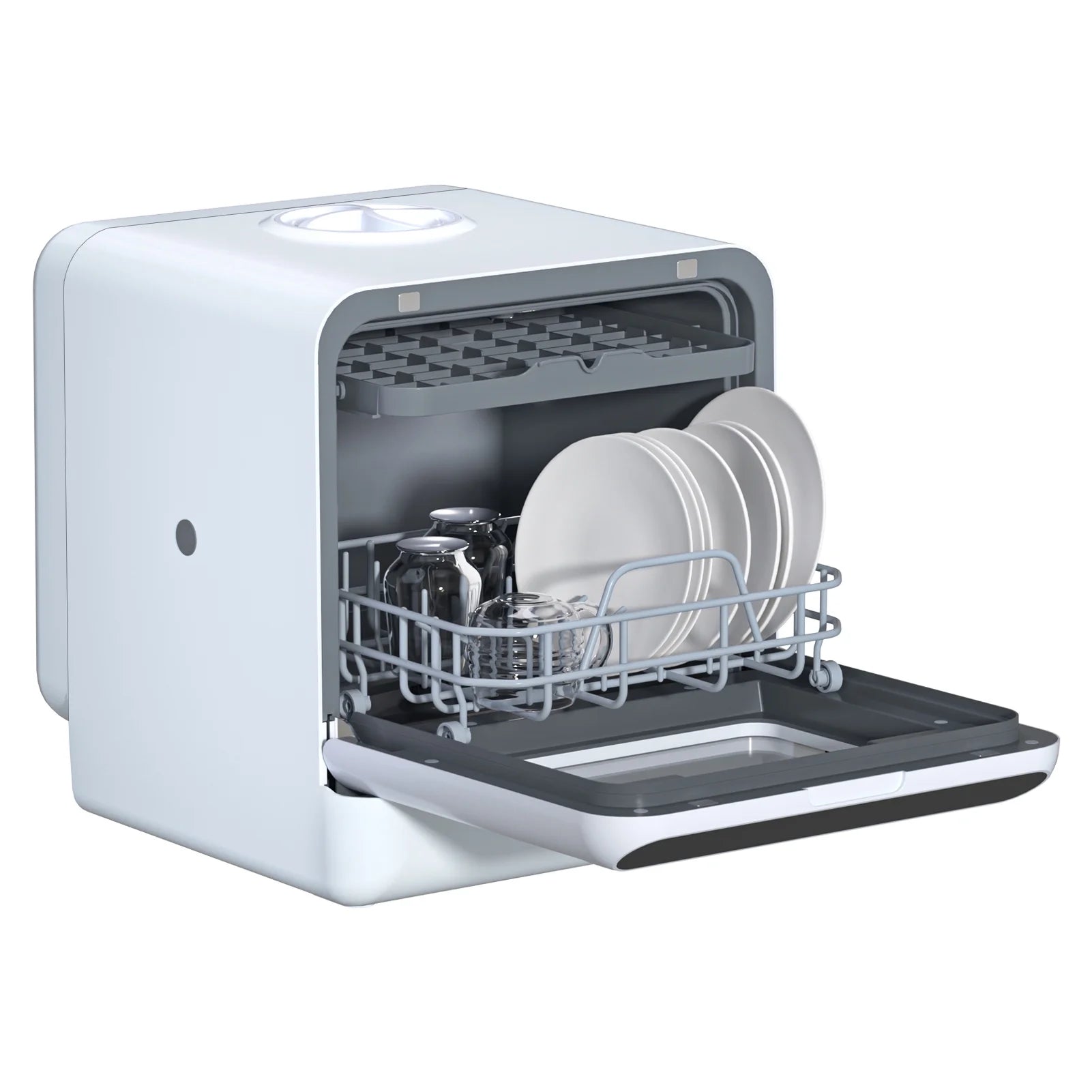 Happydeer Mini Dishwasher with a Built-in 5L Water Tank, No Hookup Needed, 2-Tier Rack, 3-Spray Arm, Air-Dry Function, Automatic Smart Portable Countertop Dishwasher