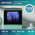 AIRMSEN Portable Countertop Dishwasher with 5-Liter Built-in Water Tank and Air-Dry Function, 5 Washing Programs Mini Dishwasher, AE-TDQR03