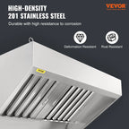 BENTISM Commercial Exhaust Hood 4ft Food Truck Hood Exhaust 201 Stainless Steel