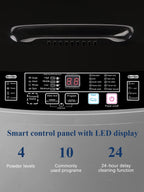 Krib Bling Full Automatic Washing Machine with LED Display, 17.7 lbs Portable Washer with Drain Pump, 10 Washing Programs & 8 Water Levels, Ideal for Camping, Apartment, Dorm, Grey