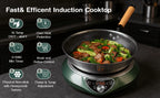 Induction Cooktop 1700W 85V~120V Wok Pan (included) Portable Electric Stove 18 Hours Timer 16 Level Temp&Power Ctrl Cookware Appliances Skillet Plates