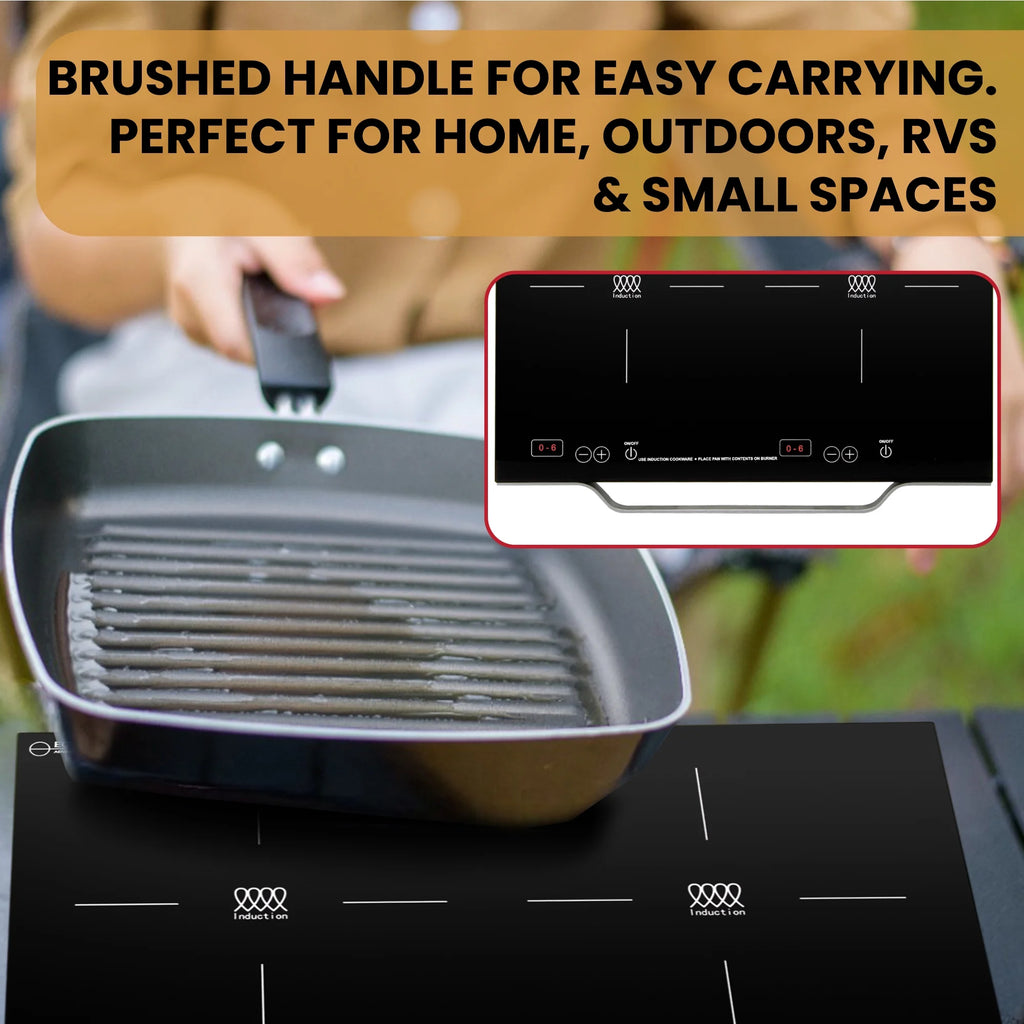 Equator 21" Portable 2-Burner Induction Cooktop LIGHT with ALUMINUM HANDLE 110V