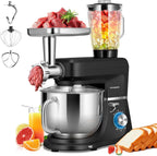 SPECSTAR 6 in 1 Multifunctional Stand Mixer with 8.5 Quart Stainless Steel Bowl, 660W 10 Speed Tilt-Head, Silver
