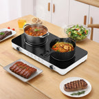Advwin Double Induction Cooktop Burner, 1800W Portable Induction Cooktop with 8 Temperature & Power Levels, Timer, Child Lock, Independent 2 Burner Control, Ultra-Thin Design