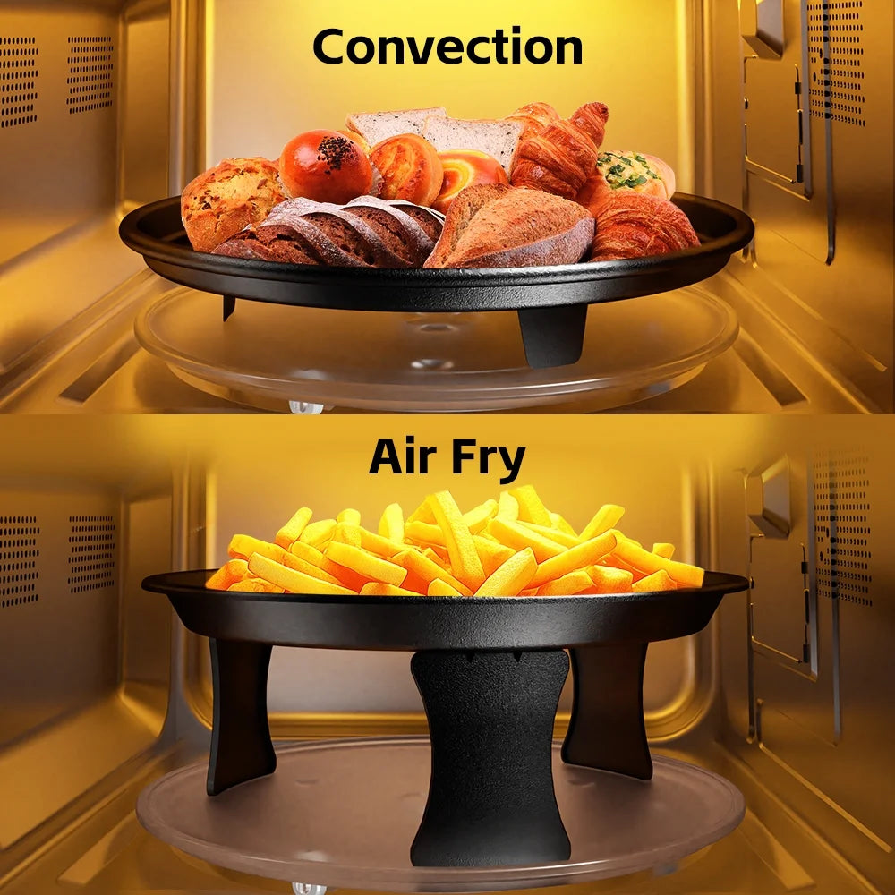 Galanz 0.9 Cu ft Air Fry Countertop Microwave, 900 Watts, Stainless Steel, New
