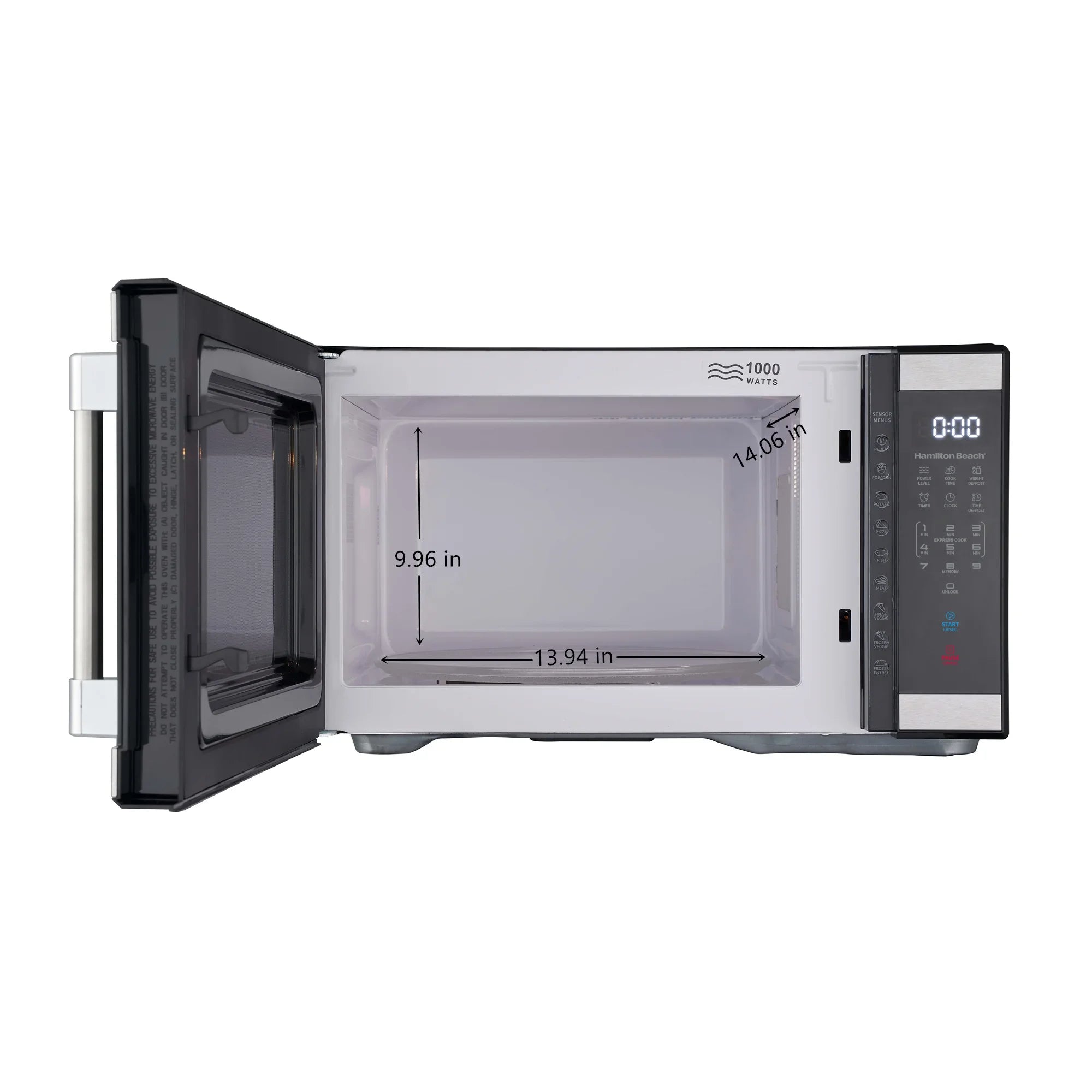 Hamilton Beach 1.1 cu ft Countertop Microwave Oven, Black and Stainless Steel