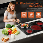 30in 5-Burner Built-In Electric Cooktop 9000W, Knob Control Ceramic Stove Easy Clean, No Radiation Family-Safe