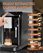 Espresso Machine, 20 Bar Pump Pressure for Balanced Extraction, Professional Espresso Maker with Milk Frother Steam Wand, 1.5L Water Tank, 1-15 Adjustable Grind Size Levels, Gift for Coffee Lover