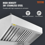 BENTISM Commercial Exhaust Hood 8ft Food Truck Hood Exhaust 201 Stainless Steel