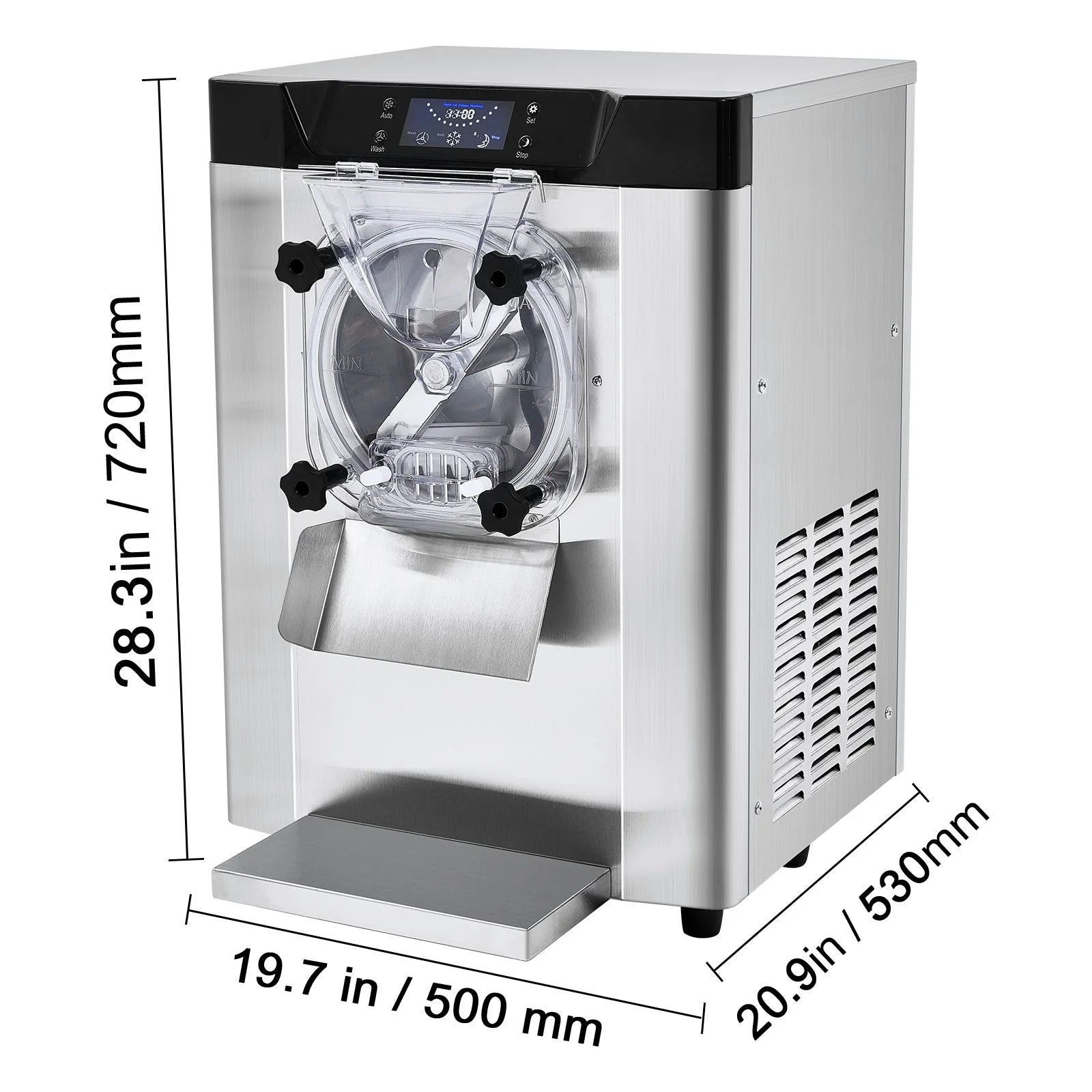 KFFKFF Commercial Hard Serve Ice Cream Machine Maker with a Yield of 12 Liters per Hour for Single Flavor
