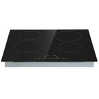 KFFKFF Electric Ceramic Cooktop, 23" 6000W 4 Burners Built-in Countertop Burners Cooker Touch Sensor Control, Overheat Protection, Child Lock, 220-240V (NO Plug)
