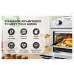 12.5 Quart 7-in-1 Convection Toaster Oven, 1500W, Stainless Steel, with 5 Pre-Set Menus �C Roast, Bake, Grill, Broil, Toast, Dehydrate & Defrost, Silver
