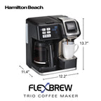 Hamilton Beach FlexBrew Coffee Maker, K Cup Pod Compatible Single Serve Coffee Maker & 12-Cup Coffee Pot, Black