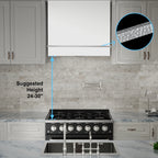 Akicon Range Hood 36 Inch, Ultra Quite Stainless Steel Kitchen Hood, Wall Mount Square Vent Hood with LED Light and Dishwasher-Safe Filters, Hood Vents for Kitchen, 3 Speeds, 600 CFM (AK-HS36HB-SWG)