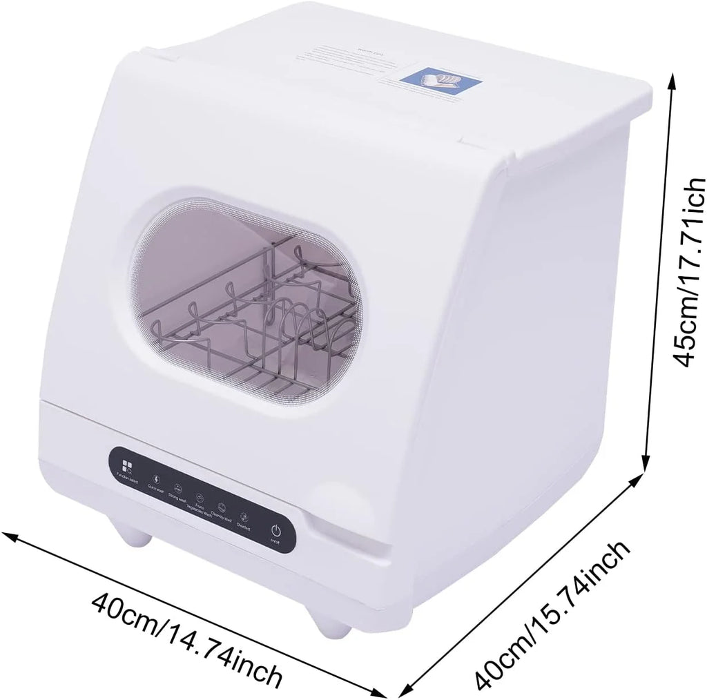 Mini Dishwasher, 5 Washing Programs Portable Dishwasher 1200W RV Dishwasher Countertop Built-In Water Tank 360°Dual Spray Compact Dishwasher for RV Apartments, Camping