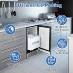 Topcobe Free-Standing Built-In Undercounter Ice Maker, Electric Ice Maker for Home Kitchen OffIce Bar Party Camping RV, Silver