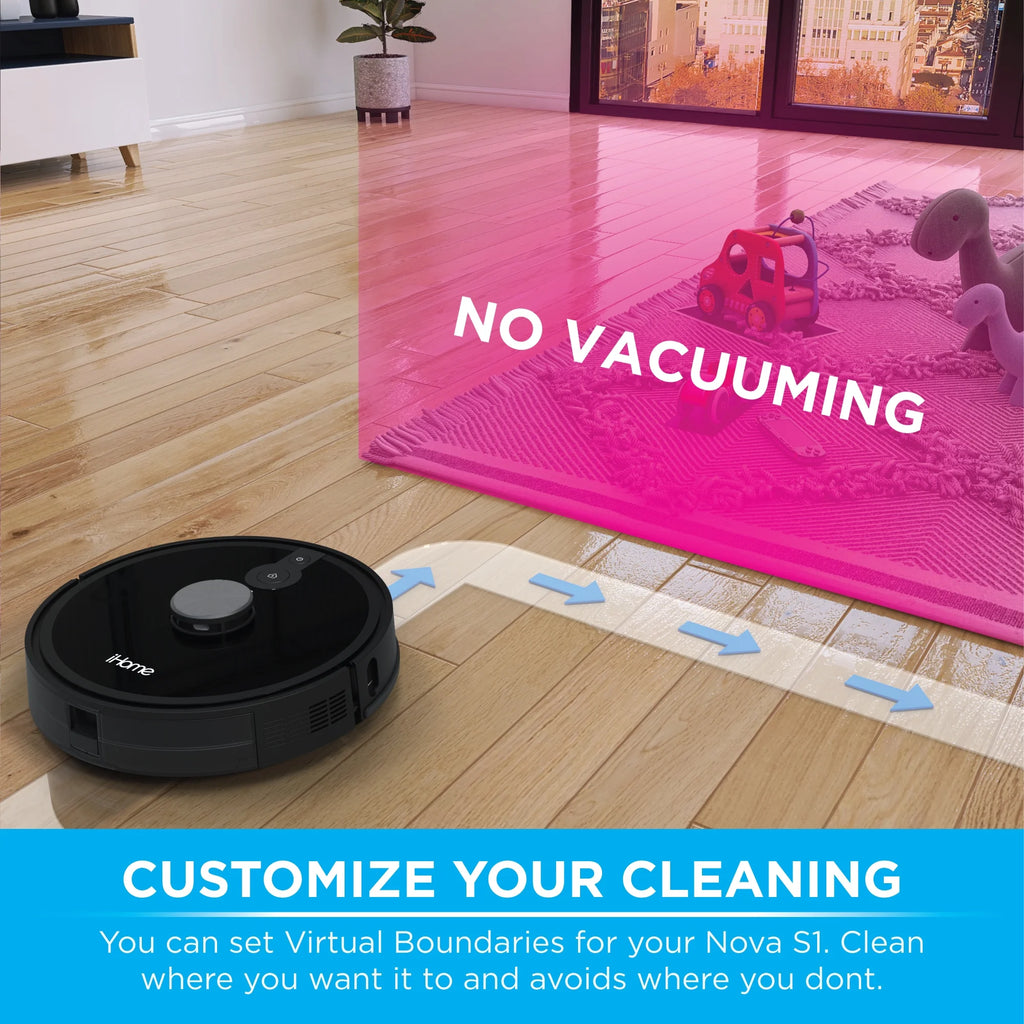 iHome AutoVac Nova S1 Robot Vacuum with LIDAR Navigation, 150 Min Runtime, 2700pa Suction, New