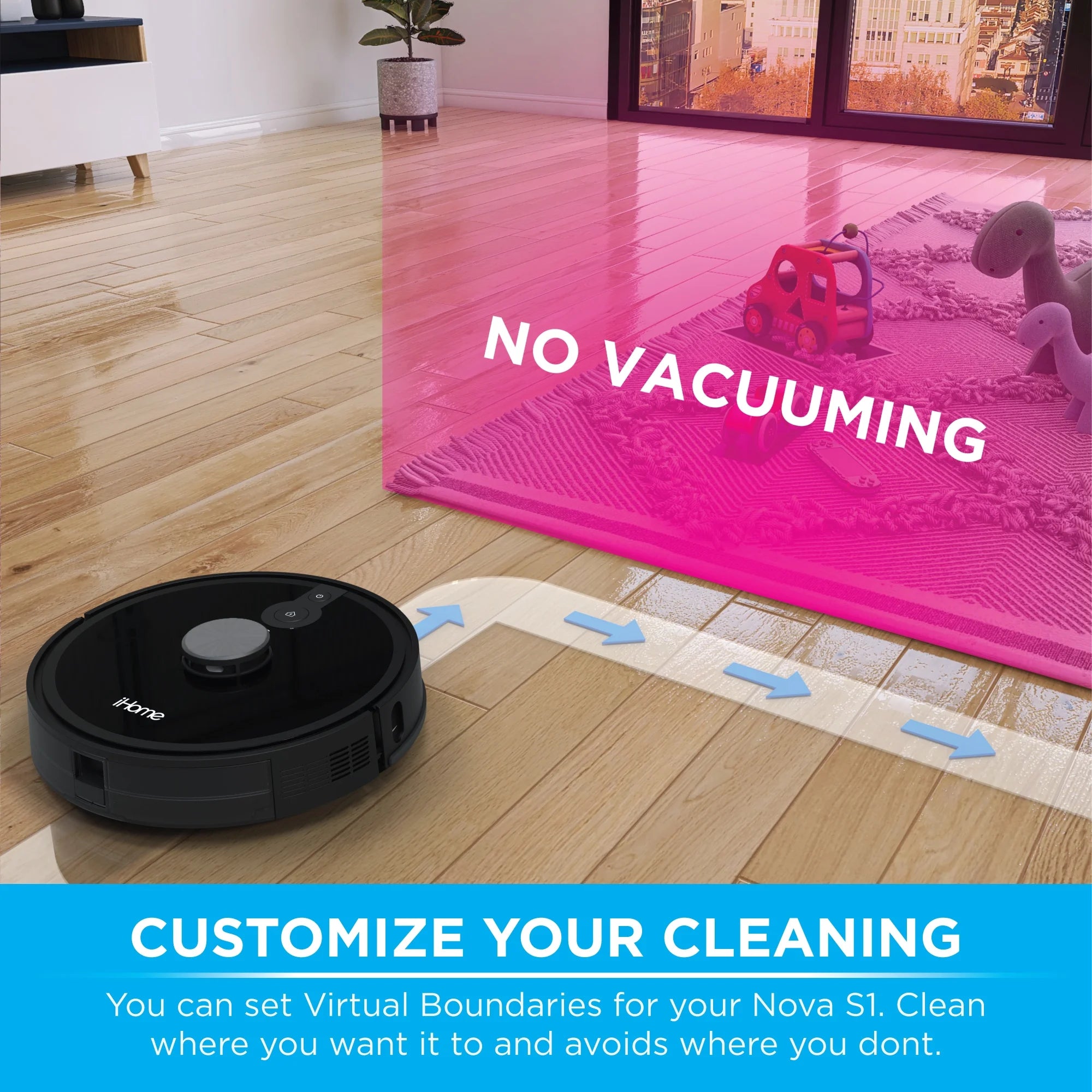 iHome AutoVac Nova S1 Robot Vacuum with LIDAR Navigation, 150 Min Runtime, 2700pa Suction, New