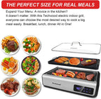 Techwood Indoor Smokeless Grill, 1500W, Black, Electric Portable Korean BBQ Grill with Tempered Glass Lid