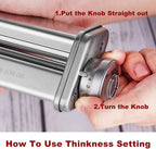 TOCOKEID 3Pcs Stainless Steel Pasta Attachment for KitchenAid Stand Mixer Included Dough Sheet Roller, Spaghetti Cutter and Fettuccine Cutter Maker