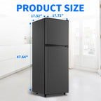 WANAI 2 Door with Freezer Mini Fridge,4.5 Cu.ft Compact Refrigerator,Mini Refrigerator for Kitchen Apartment and Office,Grey