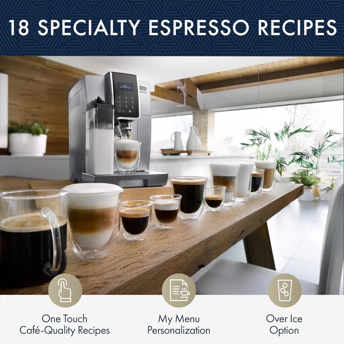 DeLonghi Dinamica Automatic Espresso Machine w/ LatteCrema | 18 Recipes | ECAM35075SI
