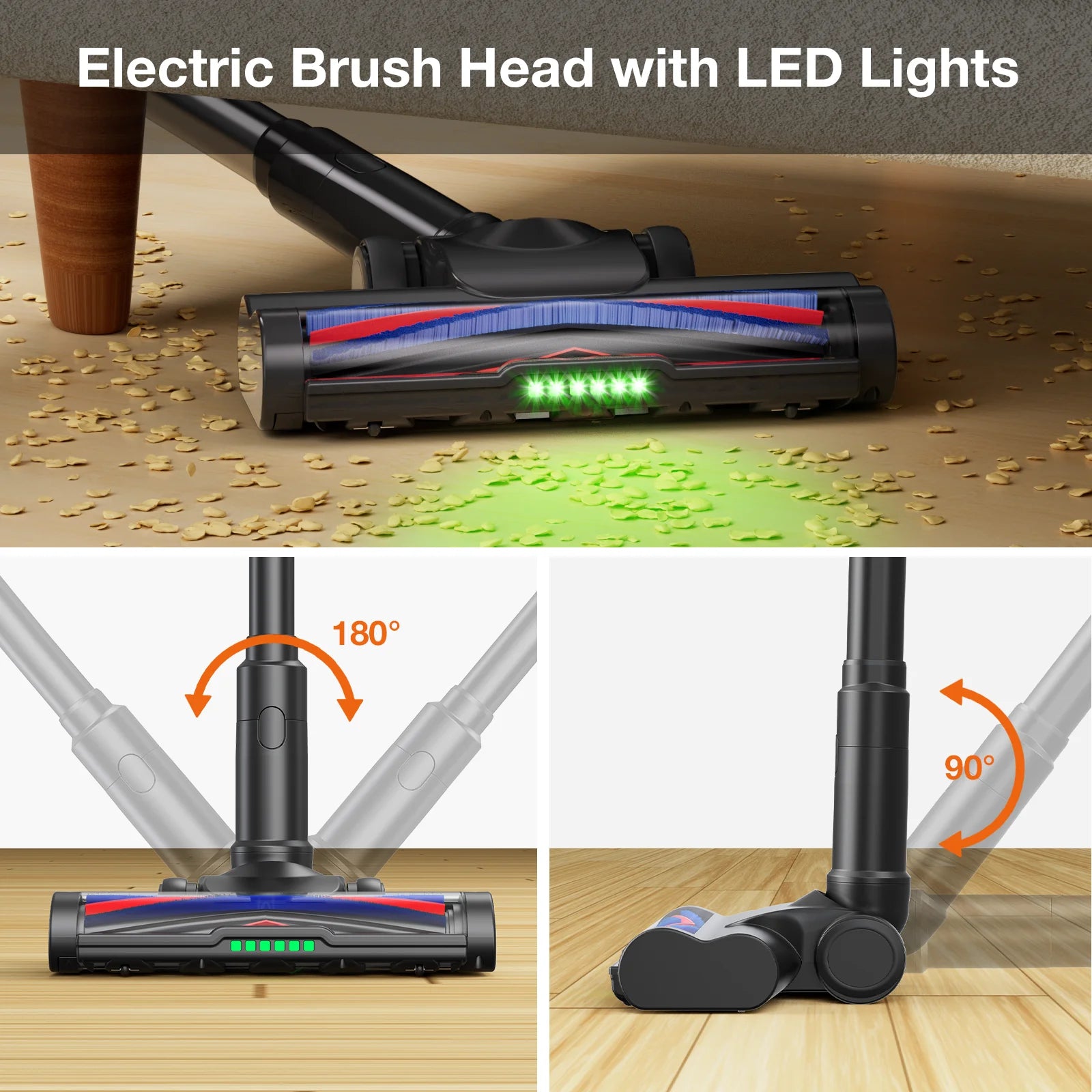 MOOSOO Cordless Vacuum with Brushless Motor, 60 mins max runtime, Stick Vacuum for Hard Floor Carpet Pet Hair