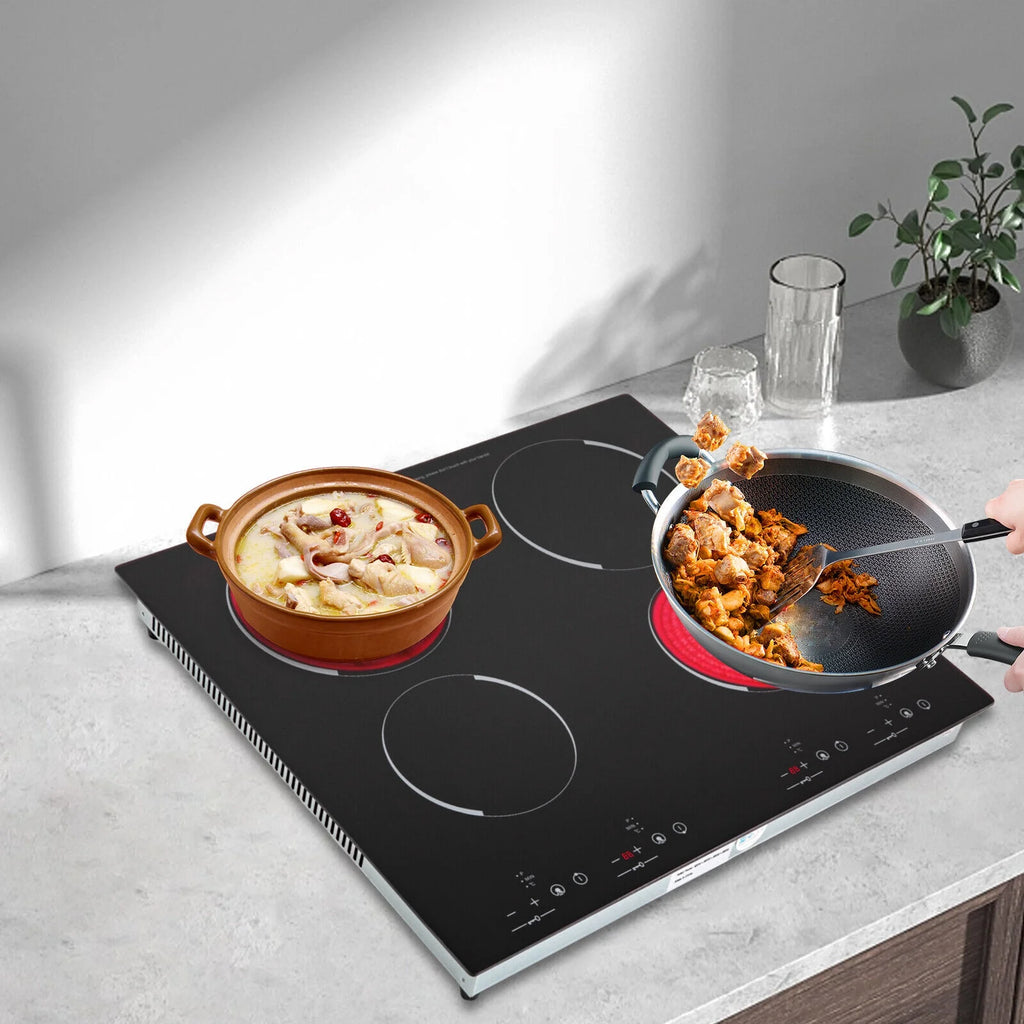Miumaeov 4-Burners Electric Ceramic Cooktop Built-in Cooktop Stove Ceramic Cooking Stove 9 Gears 3000W 110V