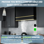 Akicon Range Hood 36 Inch, Ultra Quite Stainless Steel Kitchen Hood, Wall Mount Square Vent Hood with LED Light and Dishwasher-Safe Filters, Hood Vents for Kitchen, 3 Speeds, 600 CFM (AK-HS36HB-SWG)