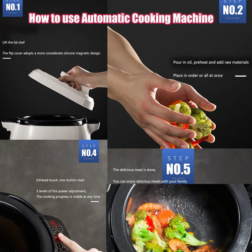Automatic Cooking Machine Intelligent Rotating Cooking Pot Smart Automatic Stir Fry Machine Drum Type Food Processor Rice Cooker Kitchen's Seret Weapon For Stir Frying Stewing Cooking