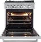 Forno Lazio 30-Inch Freestanding Gas Range, 4 Burners, Convection Oven, Energy Efficient