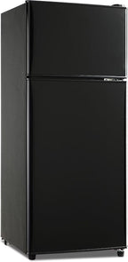 GGTB 3.5 Cu.Ft Fridge with Freezer, Double Door Refrigerator with 6 Level Thermostat, LED Light, Adjustable Glass Shelves for Bedroom, Office, Dorm, Apartment, Silver