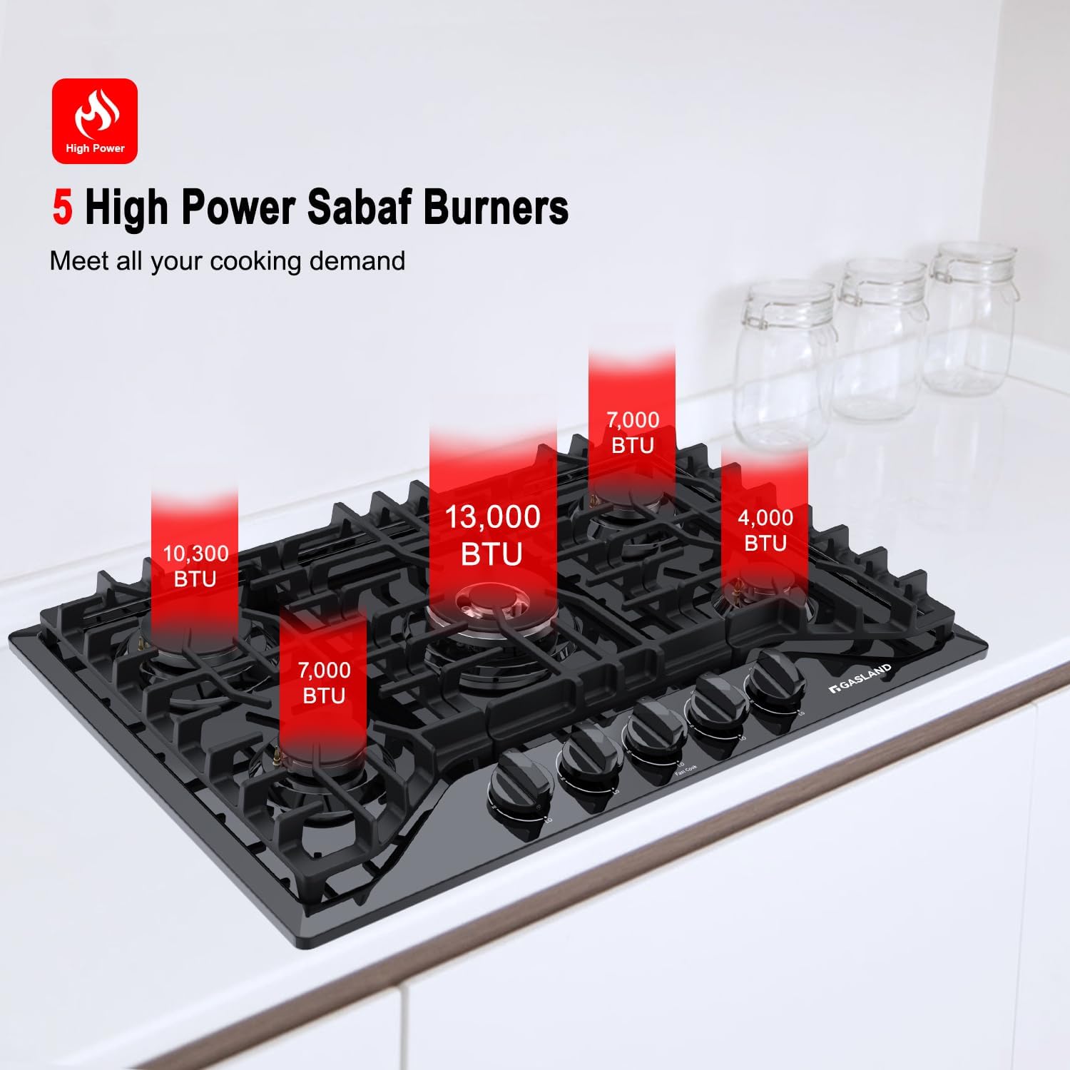 Gasland Chef  30" 5 Burners 30" Gas Cooktop, Stovetop, NG/LPG,Stainless Steel, Auto Ignition