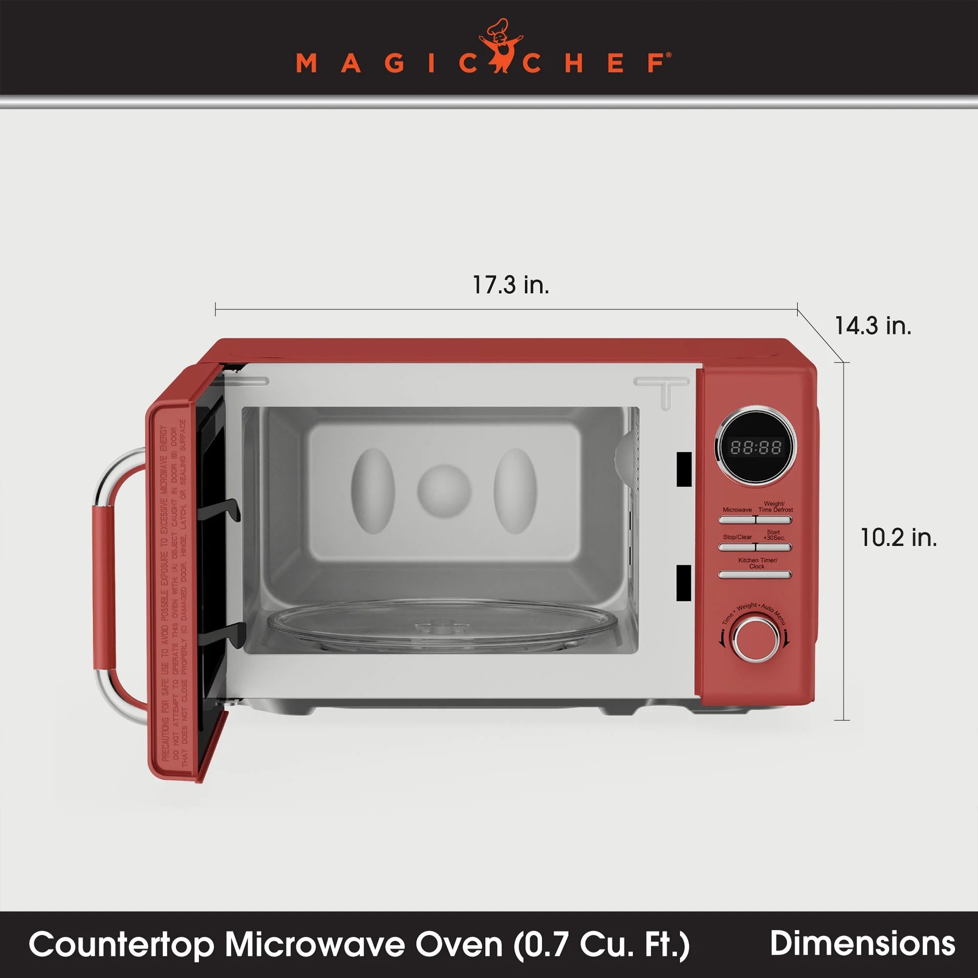Magic Chef 0.7 Cubic Feet 700 Watt Classic Retro Countertop Microwave, Red