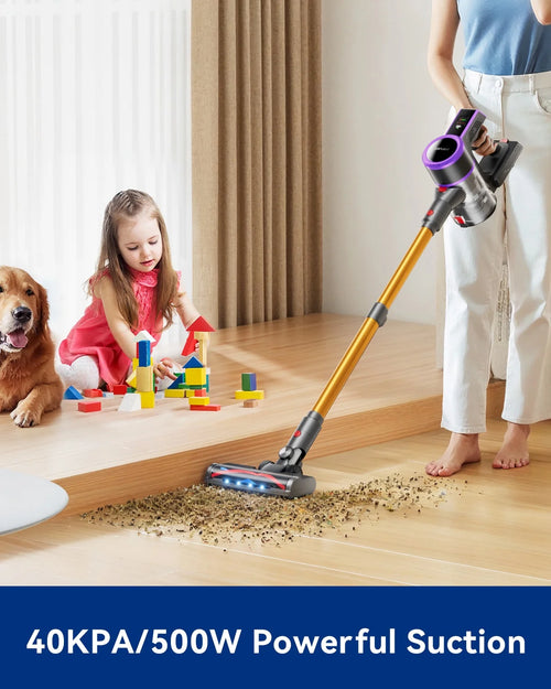 ARFUEE Cordless Vacuum Cleaner, 40KPa/55Mins Lightweight Stick Vacuum, LED Display/1.5L Cup for Pet Hair Carpet Hard Floor Home