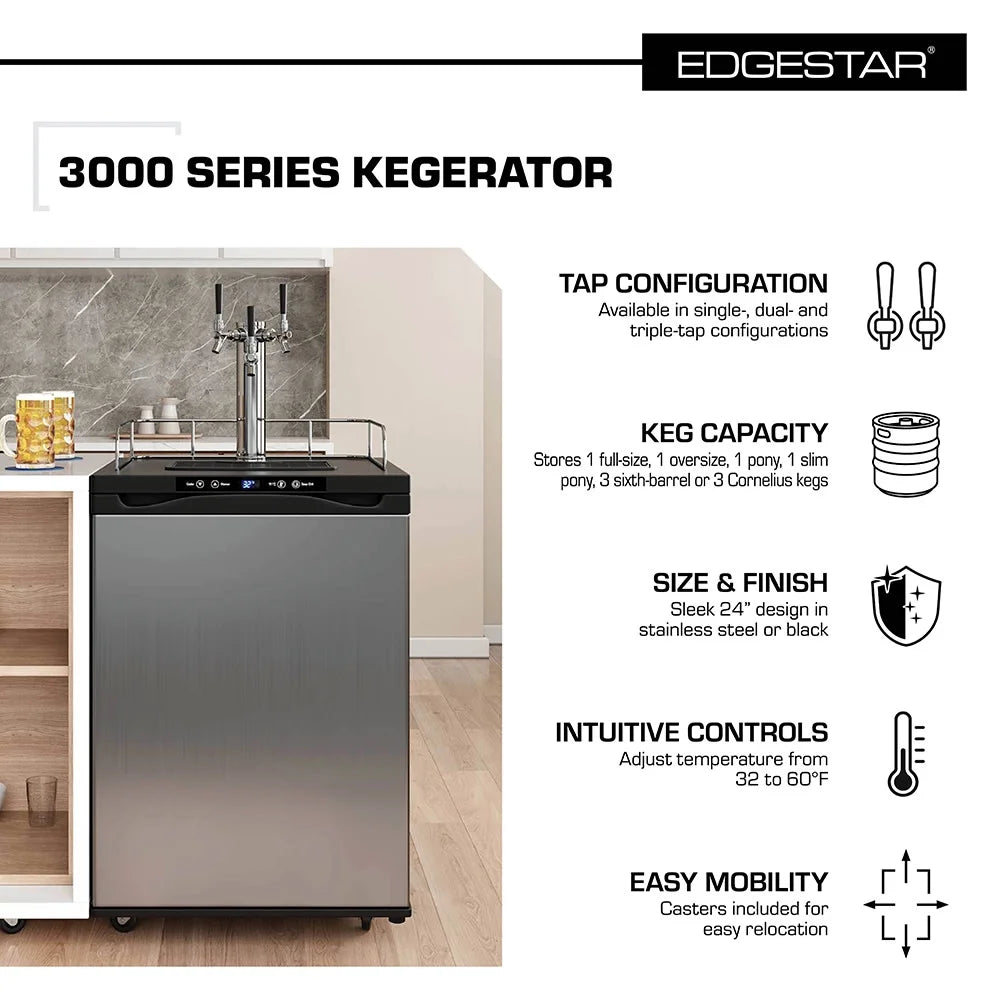 Edgestar Kc3000 24" Wide Kegerator - Stainless Steel