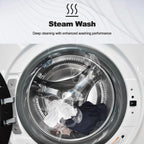 Smad 27 in 120V 4.5 Cu ft Front Load Quick Washing Machine, Quiet Inverter Motor, Steam and Water Plus Functions