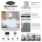 30 in. Vista Collection Ductless Wall Mount Range Hood, Button Controls, LED Lights, Stainless Steel