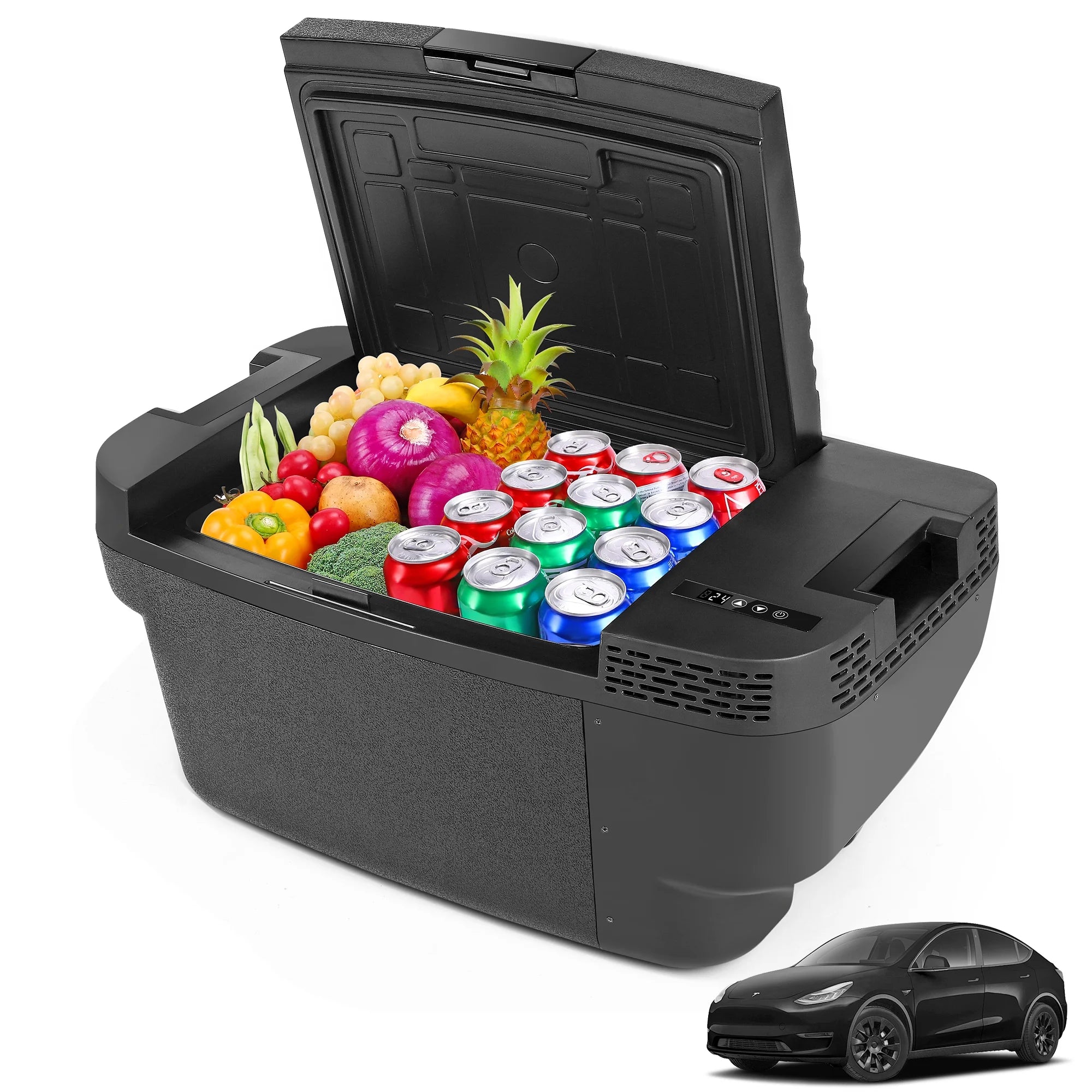 Car Refrigerator for Tesla Model Y 2019-2024 , 37QT(35L) -4�H~68�H Car Fridge 12V Refrigerator , APP Control, Trunk Portable Freezer for Camping Tailgating Road Trip