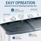 Dimedeal Portable 18lbs Twin Tub Mini Washing Machine, 11lbs Washer & 7lbs Spinner with Drying Rack & Hangers