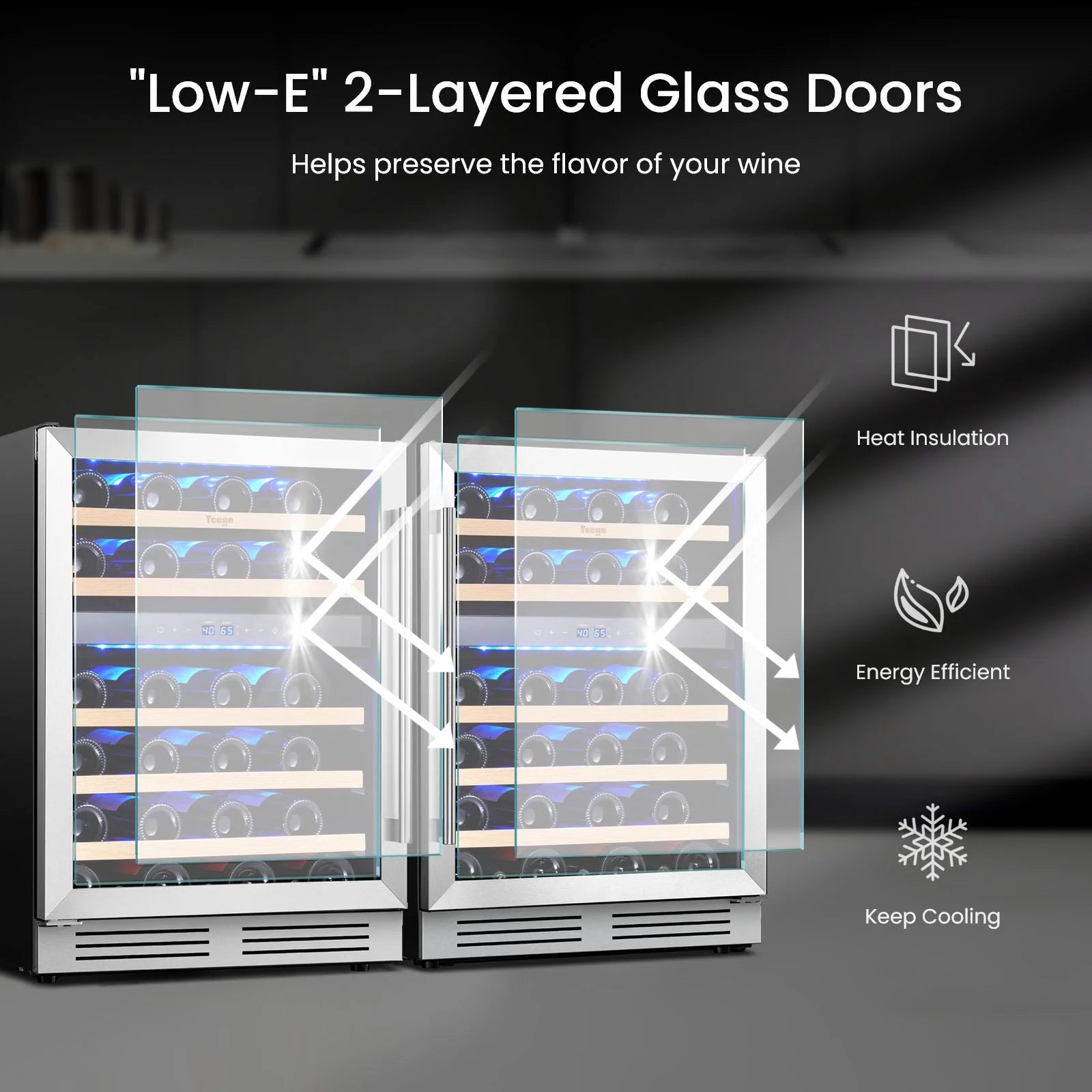 Yeego 30" Wine and Beverage Refrigerator,Two 15" Wine and Beverage Cooler Under Counter or Freestanding, Hold 33 Bottles and 80 Cans(Two Pack)