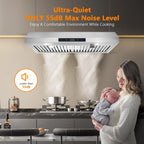Under Cabinet Range Hood 30 inch Stainless Steel Kitchen Hood 600 CFM Stove Filter Touch Control LED Lights