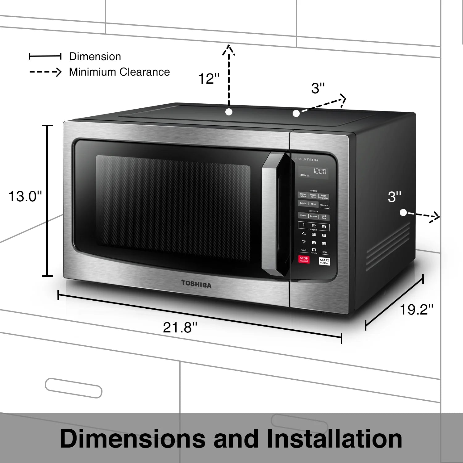Toshiba MLEM16PST 1.6 Cu. Ft. Microwave with Inverter Technology, Stainless Steel
