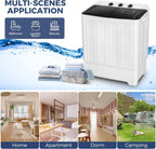 Qhomic Portable Washer 30lbs, 2-in-1 Twin Tub Washer & Dryer Combo Compact Semi-Automatic Washing Machine with Drain Pump, Black