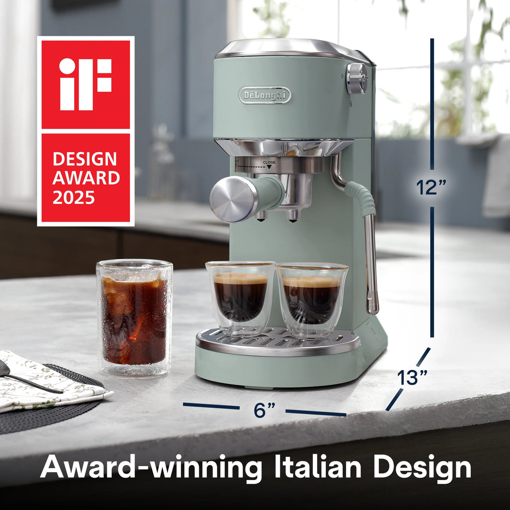 De'Longhi Dedica Duo Espresso Machine, Compact Size with Built in Frother for Latte Art, Brew Espresso, Cold Brew, Lattes & More, Stainless Steel