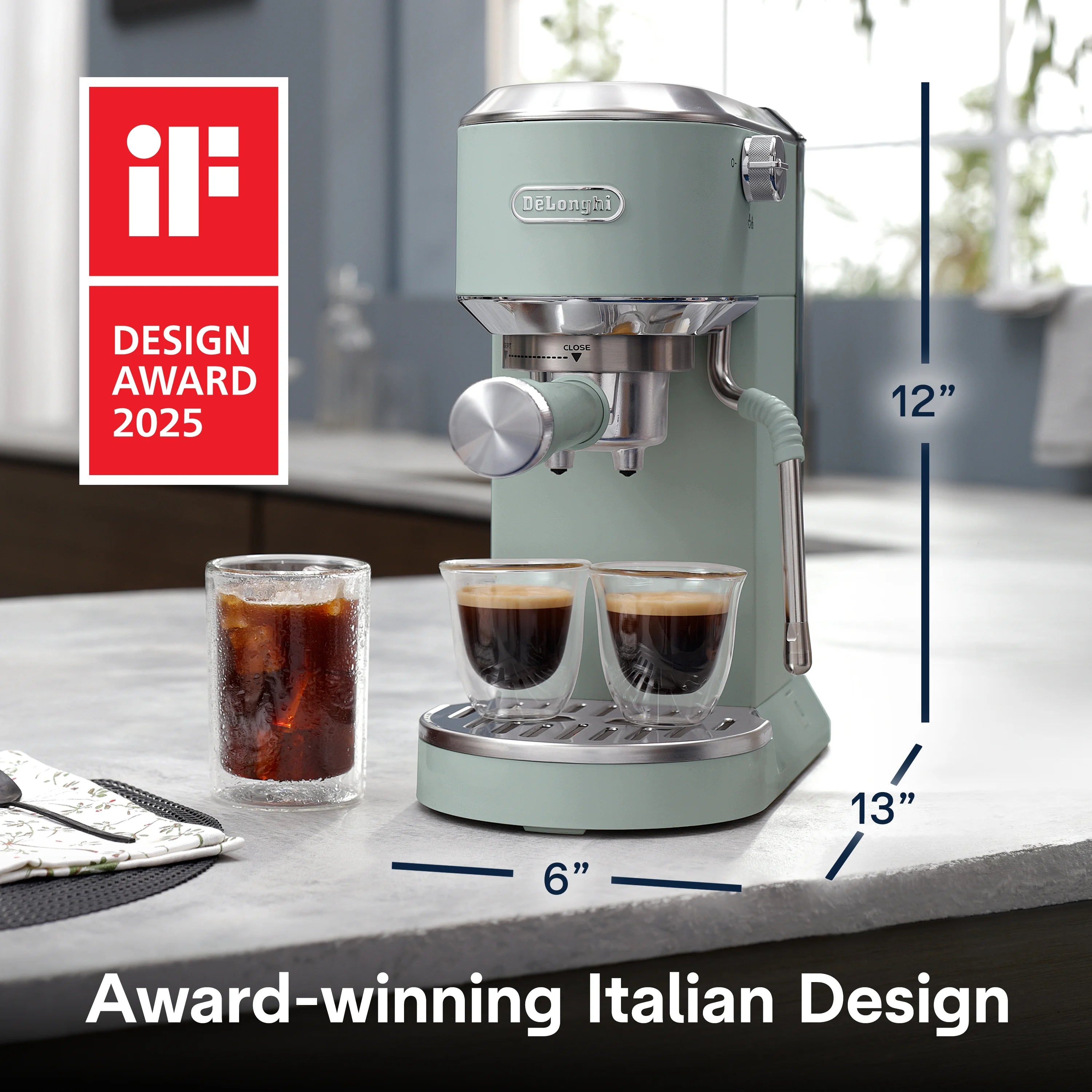 De'Longhi Dedica Duo Espresso Machine, Compact Size with Built in Frother for Latte Art, Brew Espresso, Cold Brew, Lattes & More, Stainless Steel