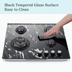Eascookchef 4-Burners Gas Cooktop 24in Eascookchef Tempered Glass NG/LPG Convertible