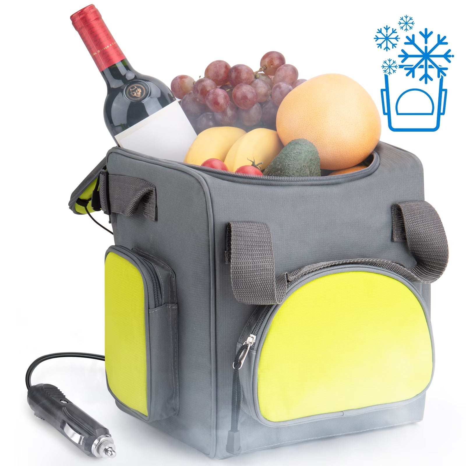 Paffenery 15 Quarts Car Cooler Plug in, 16L Small Electric Cooler, 12V Mini Car Fridge Portable Refrigerator for Camping
