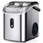 Simzlife Nugget Ice Maker Countertop, 34.9lbs per Day Chewable Pebble Nugget Ice Machine with Touch Screen for Home, Kitchen, Office, Stainless Steel, Black